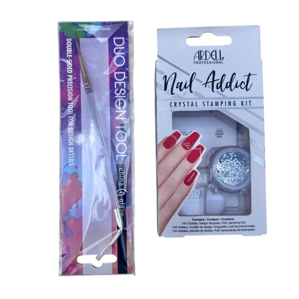 Ardell Nail Addict Stamping Kit & Duo Design Double Sided Tool Rhinestones